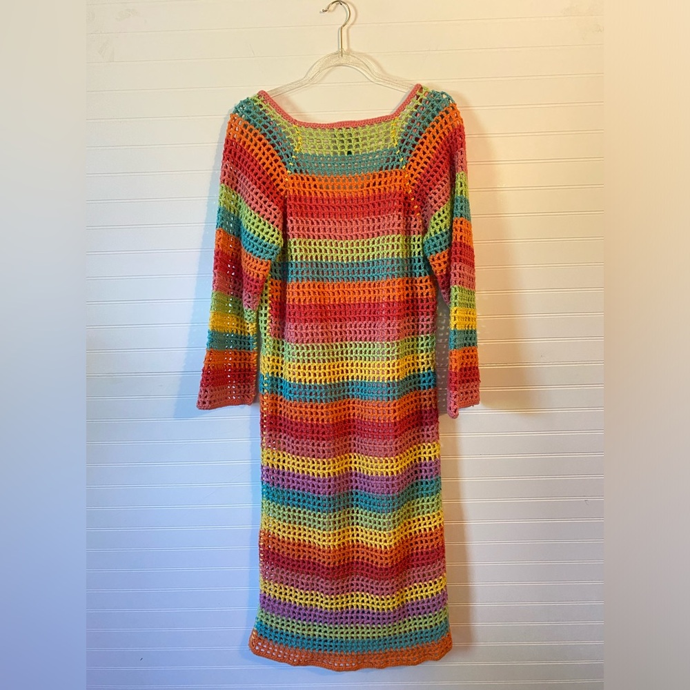 Farm Rio Multicolor Crocheted Cotton Dress NWOT Small - Picture 10 of 14